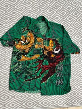 Vintage Spider-Man Carnage Button Up Shirt Y2K Comics Size XL